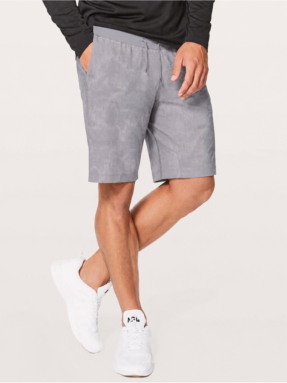 Lululemon T.H.E. 11" Running Linerless Shorts White Light Cast Gray LM7AATS Sz L